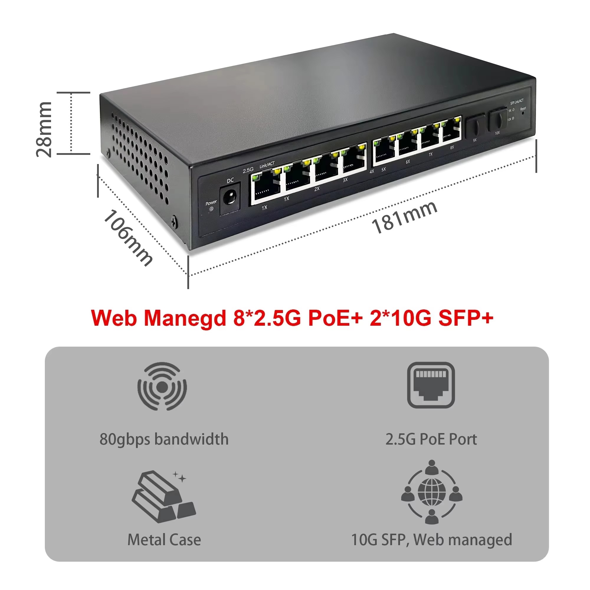 2.5G Switch PoE yang Dikelola  - Sfp+ 10G Managed Switch 8 Port ulasan dan harga